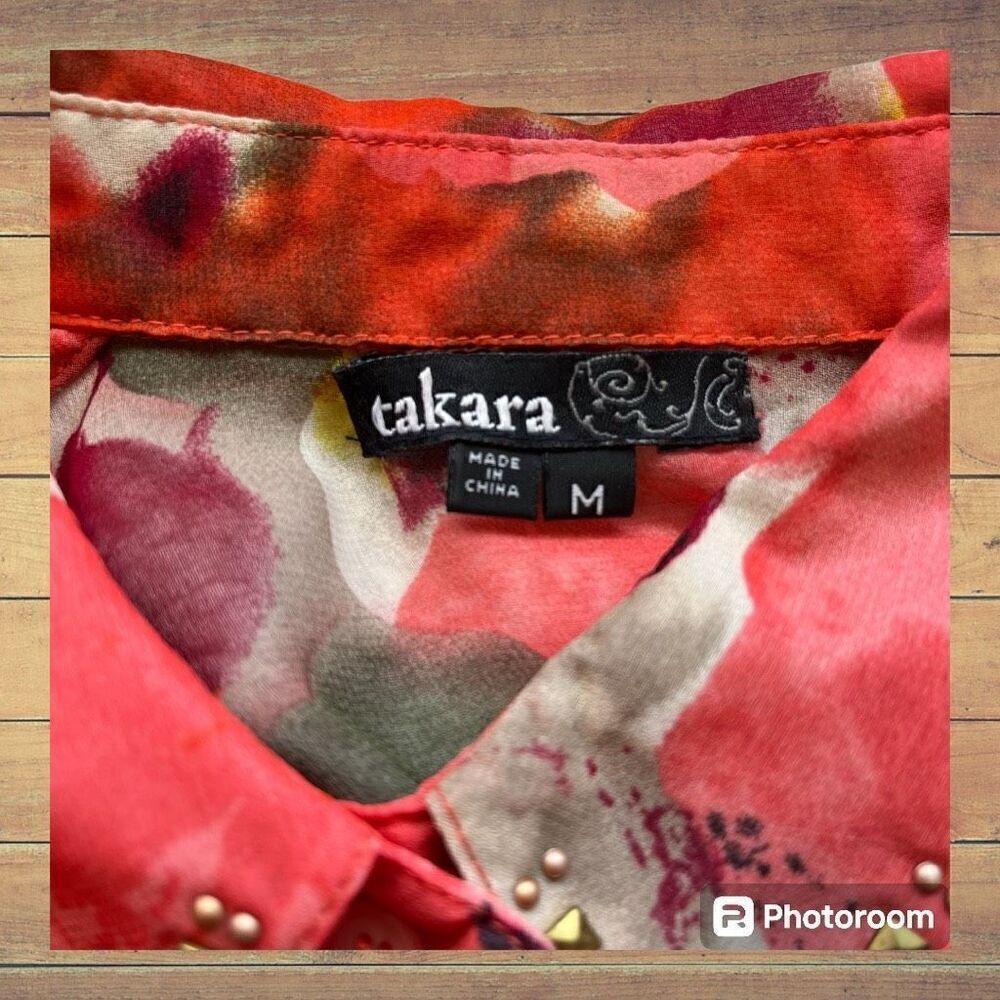 Takara Sleeveless Flower Print Blouse   Size M   EUC - Picture 3 of 4